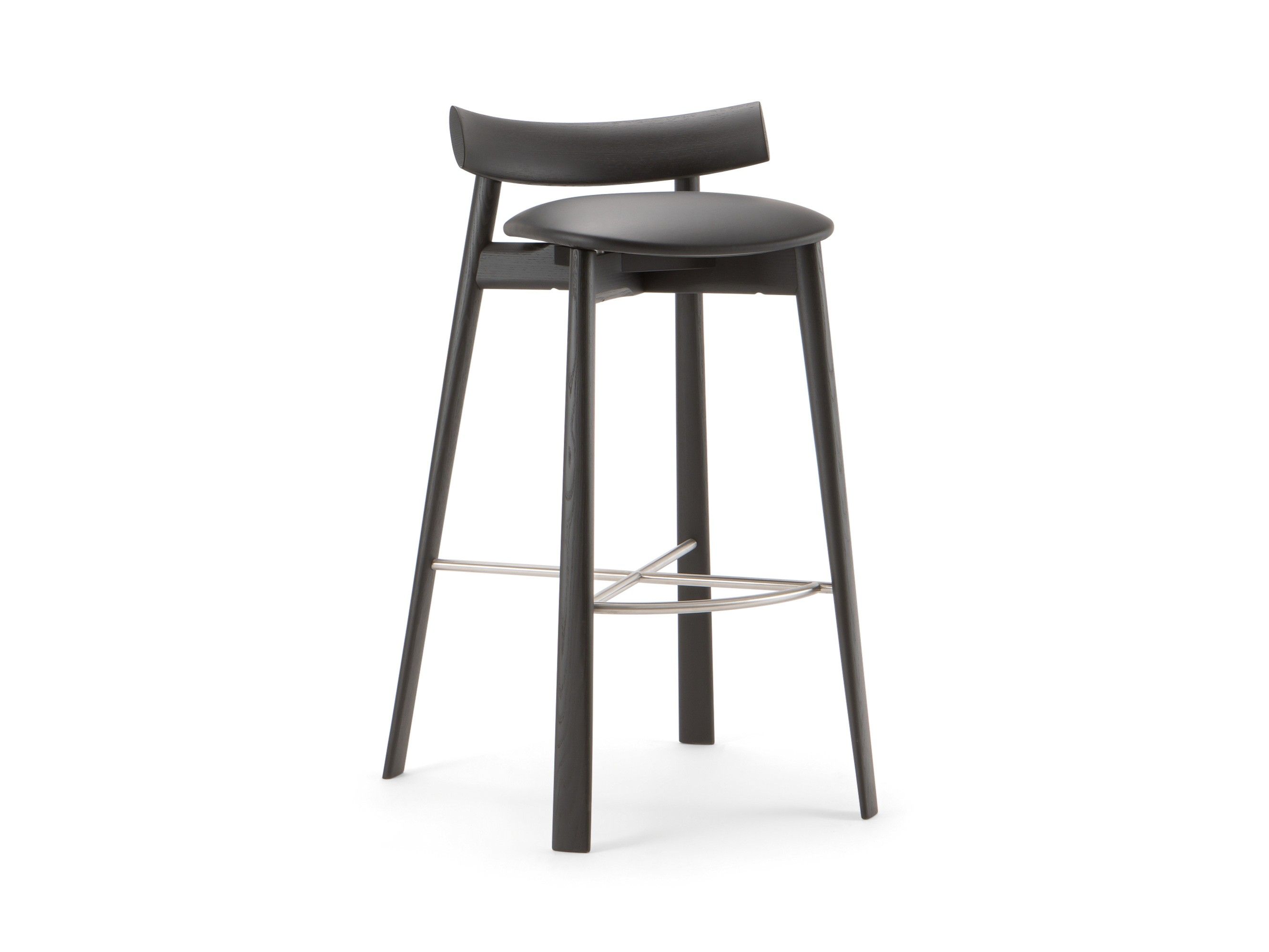 Высокий деревянный табурет с подставкой для ног с мягким сиденьем Cizeta Remo ARCH-00051494 - Вид №1