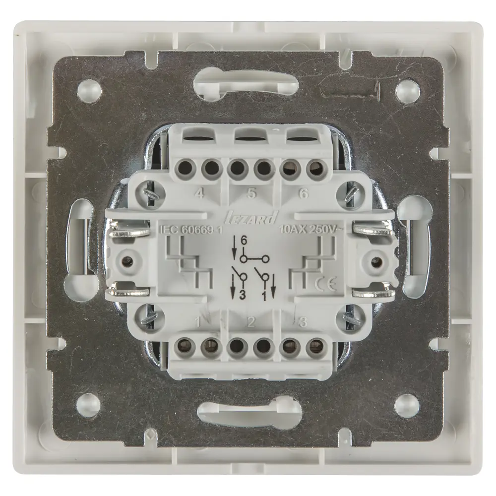 Выключатель Lezard Mira, 2-клавишный, с вставкой, белый STLM-2146604 - Вид №1