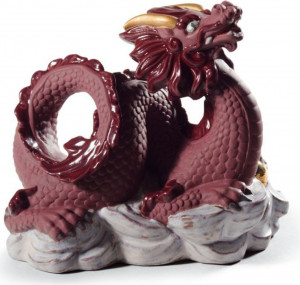 10672319 LLADRO Фигурка Lladro Красный дракон (мини) 9x8см, фарфор Фарфор