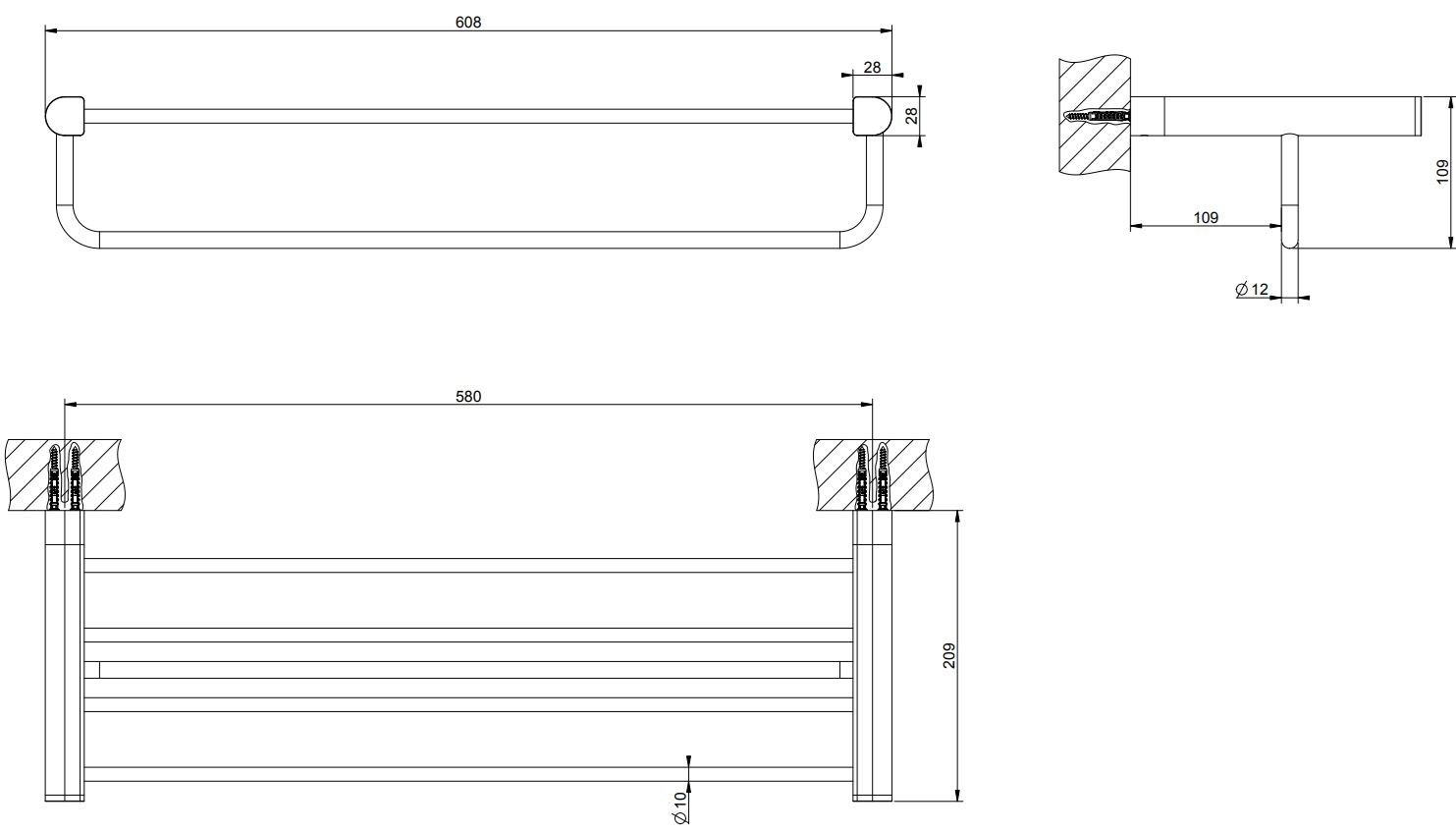 Латунный держатель для полотенец Gessi рельеф ARCH-00060318 - Вид №9
