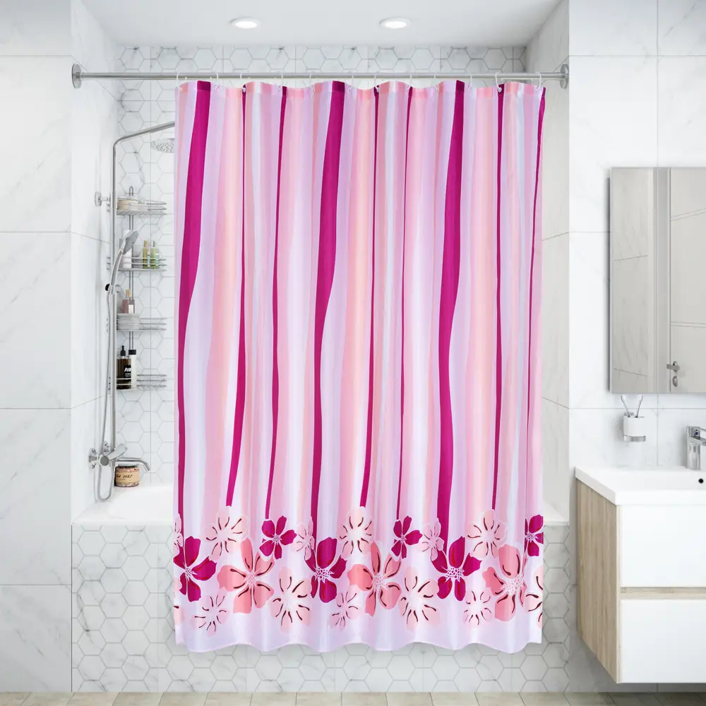 Штора для ванной комнаты «Фиори» 180x180 см цвет фиолетовый SWENSA SWC STLM-2124140