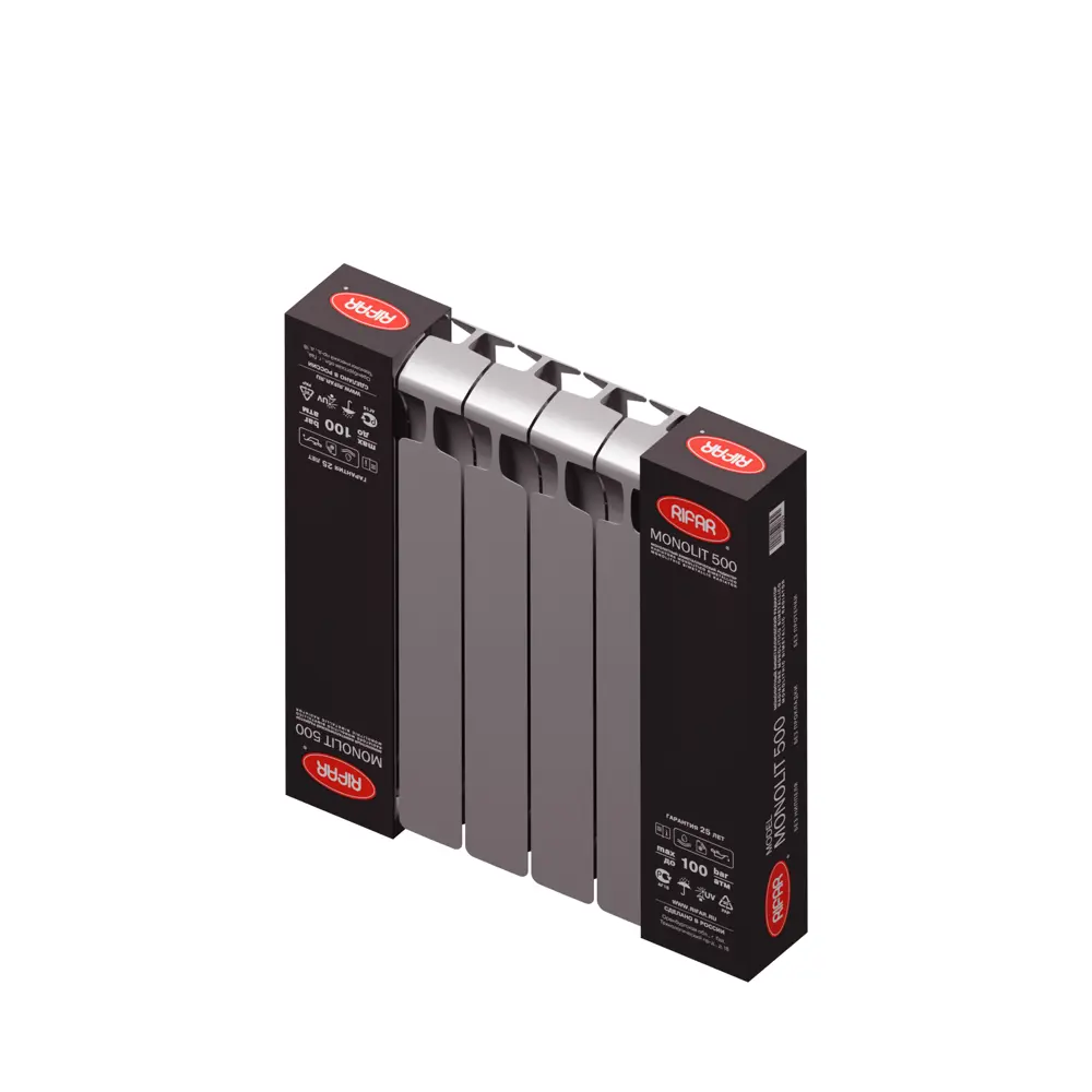 Радиатор секционный Rifar Monolit M50006RAL7012 500/100 6 секций боковое подключение биметалл серый 82560806 STLM-2132385 - Вид №5