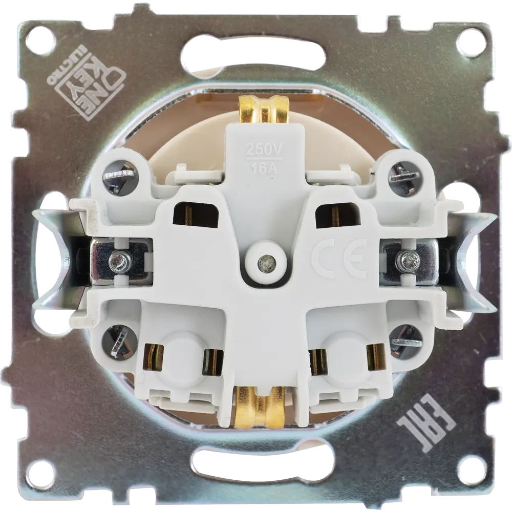 Розетка встраиваемая Onekey Florence с заземлением с крышкой цвет бежевый ONEKEYELECTRO STLM-2157936 - Вид №4