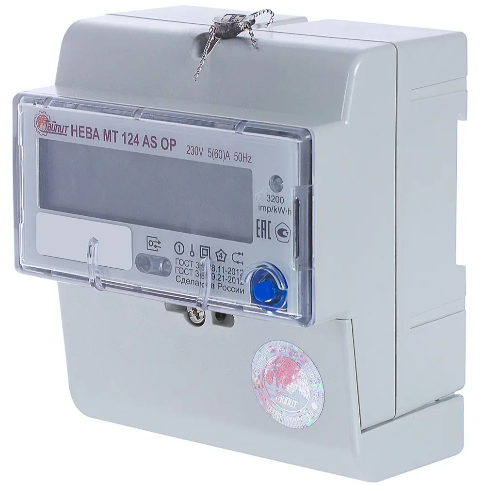 Счётчик электроэнергии Нева МТ 124 AS OP 5(60)A, однофазный STLM-2076092 - Вид №1
