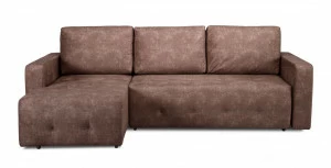 Угловой диван с ящиком для белья шоколадный "Хэнк" PUSHE  00-3973709 Коричневый