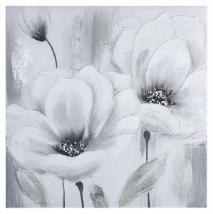 Картина цветы со стразами бело-серая 60х60 см Tomas Stern TOMAS STERN  00-3872604 Белый;серый;разноцветный