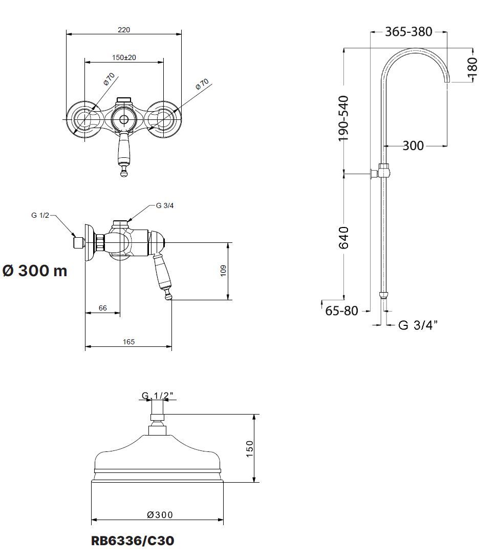 Душевая колонна с душем и ручным душем Gaia Mobili Complements ARCH-00024008 - Вид №2