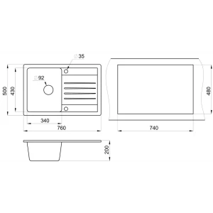 Мойка кухонная Granula кварцевая ST-7602 (Standart) черный