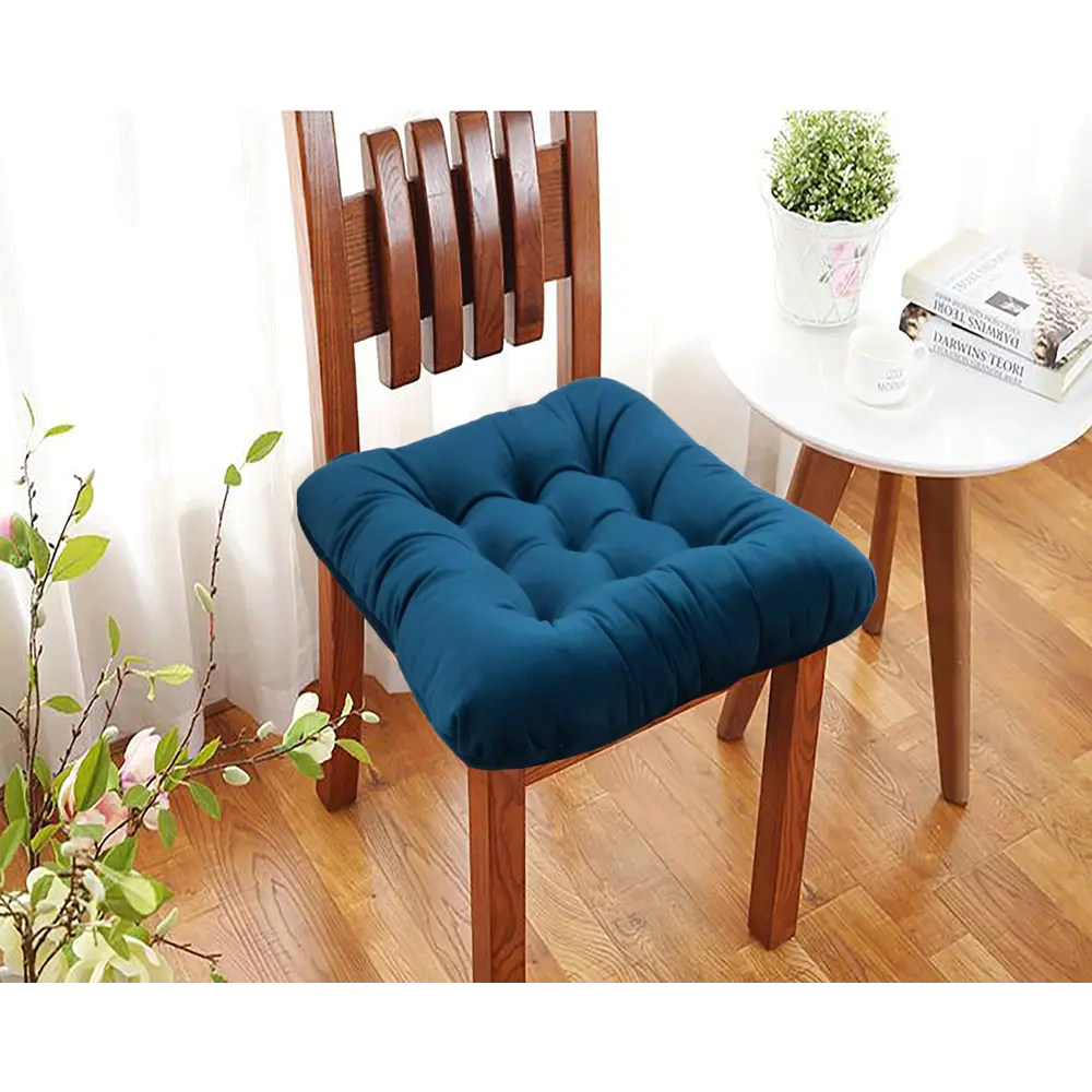 Подушка для стула Бархат 40x36x6 см цвет морская глубина LINEN WAY STLM-2007927 - Вид №3