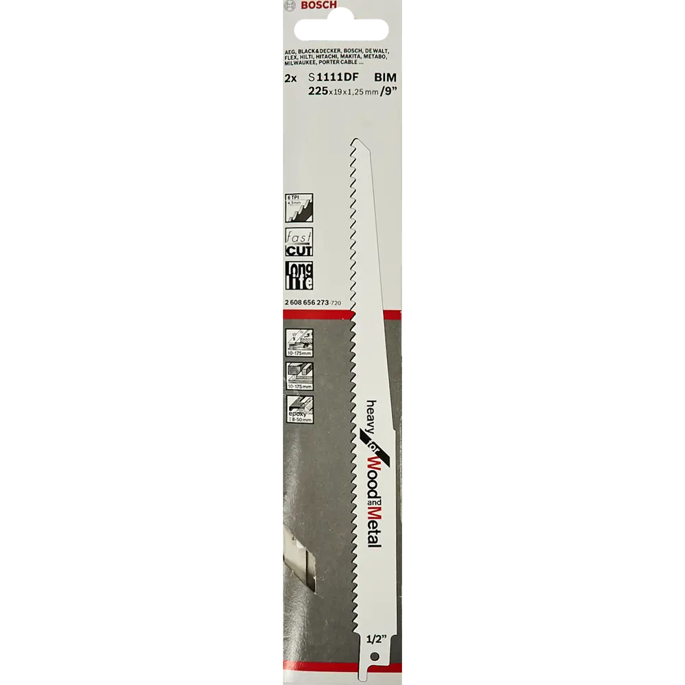 Пилка по дереву и металлу 225 мм для Bosch S1111DF 2 шт BOSCH PROFESSIONAL STLM-2197503 - Вид №3