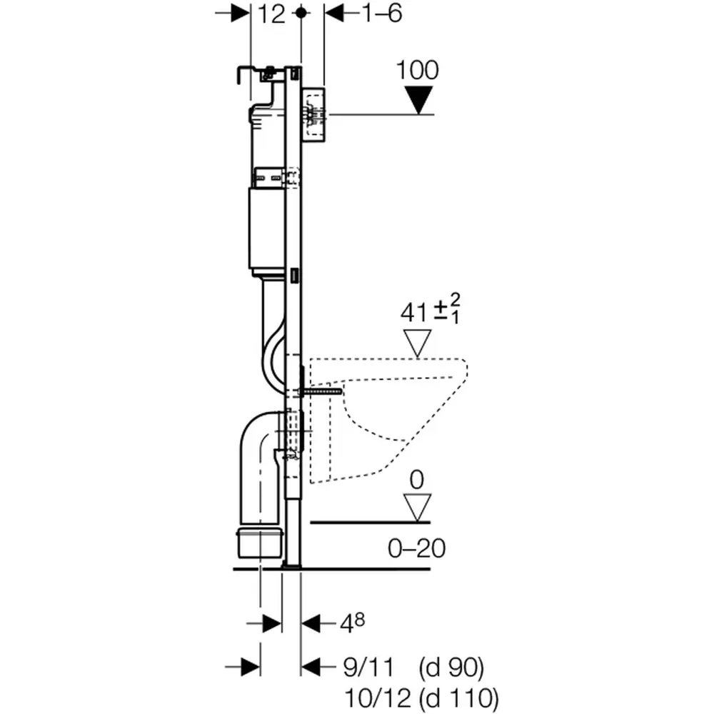 Инсталляция Geberit Delta 111.154.11.1 с клавишей Delta20 цвет белый STLM-2205660 - Вид №4