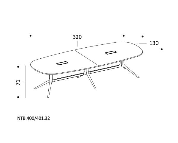 Регулируемый по высоте прямоугольный стол для совещаний с системой кабельной втулки ICF NoTable ARCH-00036629 - Вид №13
