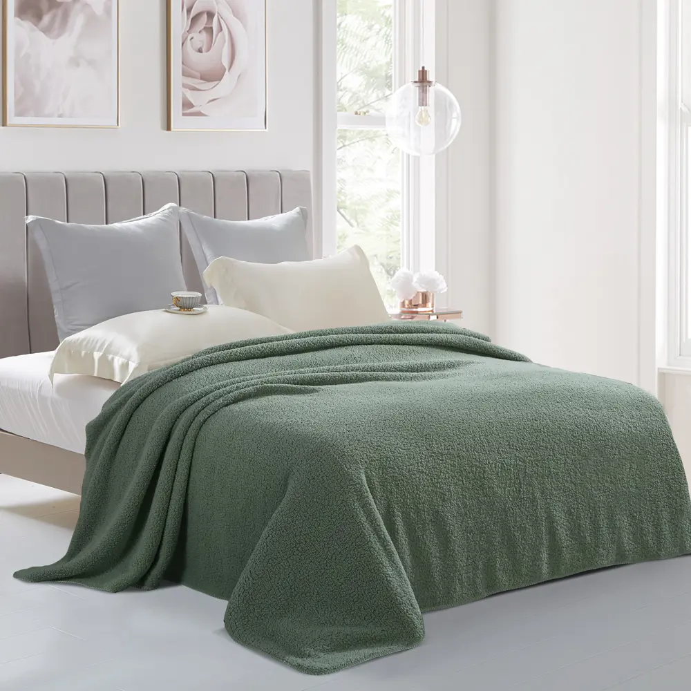 Плед Barro 180x200 см велсофт цвет зеленый СТОЛИЦА ТЕКСТИЛЯ STLM-2176889 - Вид №3