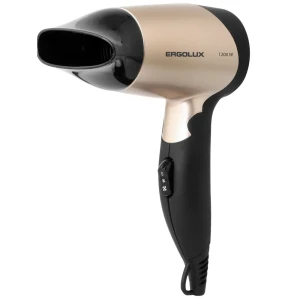 Фен Ergolux Pro ELX-HD01-C64, со складной ручкой, 1200 Вт, цвет черный/золотой