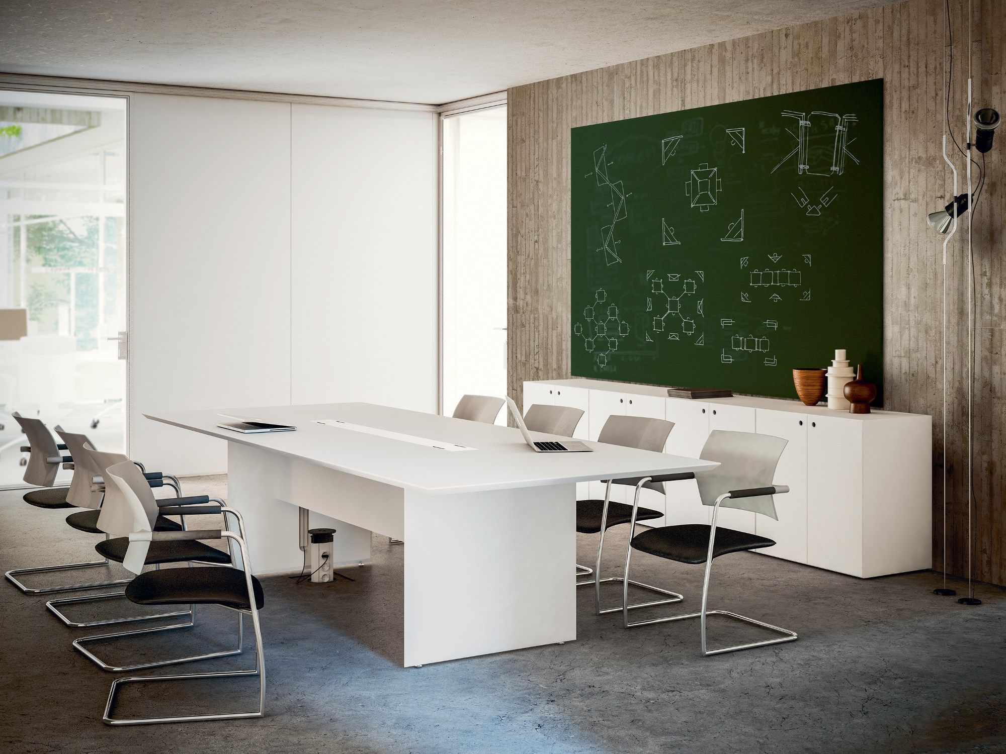 Прямоугольный стол для совещаний из МДФ с системой люверсов FANTONI ARCH-00077816 - Вид №1