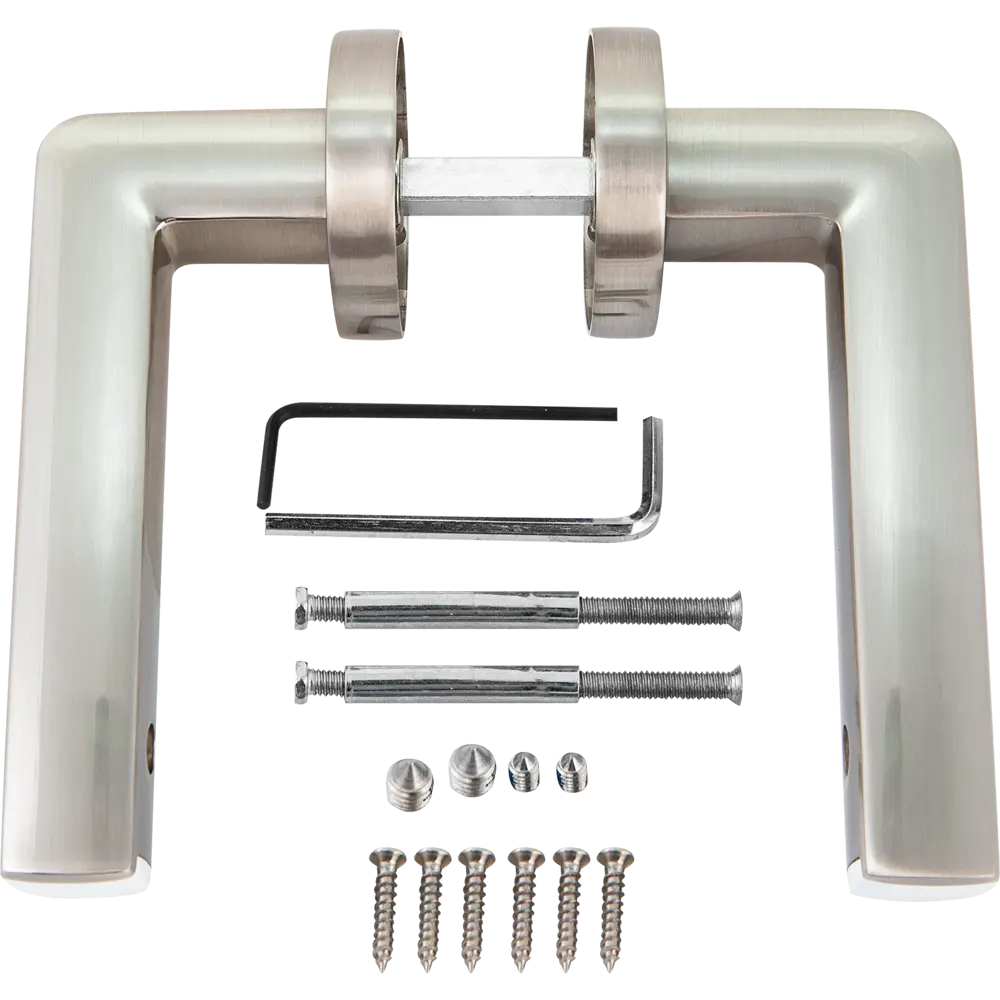 Ручка дверная Armadillo Cube URB3 без запирания ЦАМ гальваническое покрытие цвет матовый никель/белый STLM-2212052 - Вид №1