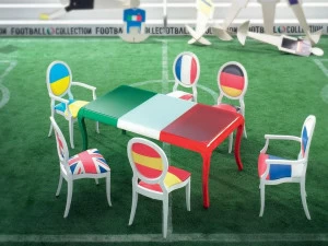 Modenese Gastone Прямоугольный обеденный стол из стекла Football Art. 18