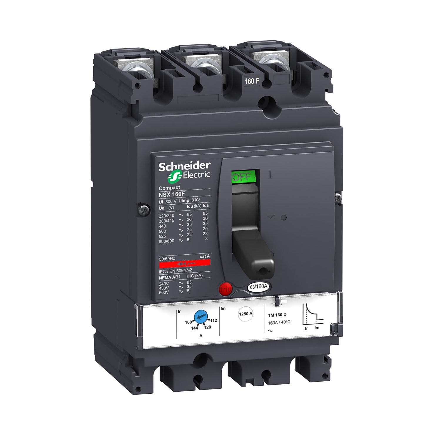 LV430630 Силовой автомат NSX 160, TM-D, 36кА, 3P, 160А Schneider Electric Compact 