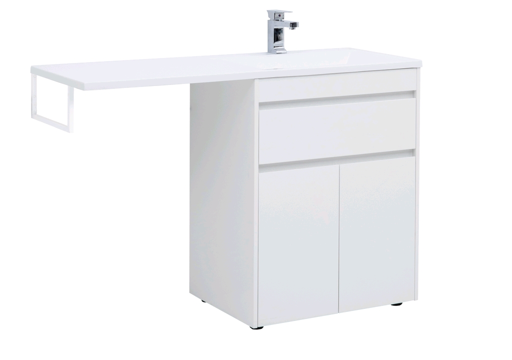 Тумба с раковиной Aquanet Токио 130 R белый (напольная, 1 ящик, 2 дверцы) 0023774600235502 - Вид №1