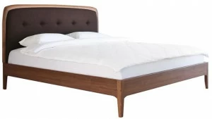 Heavens Двуспальная кровать из орехового дерева с обитым кожей изголовьем Petra
