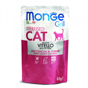 ПР0049529 Корм для кошек Cat Grill Pouch для стерилизованных кошек итальянская телятина пауч 85г Monge