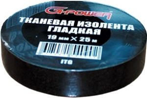 19376670 Тканевая изолента гладкая, 19мм х 25м, цвет: черный ITG G-Power