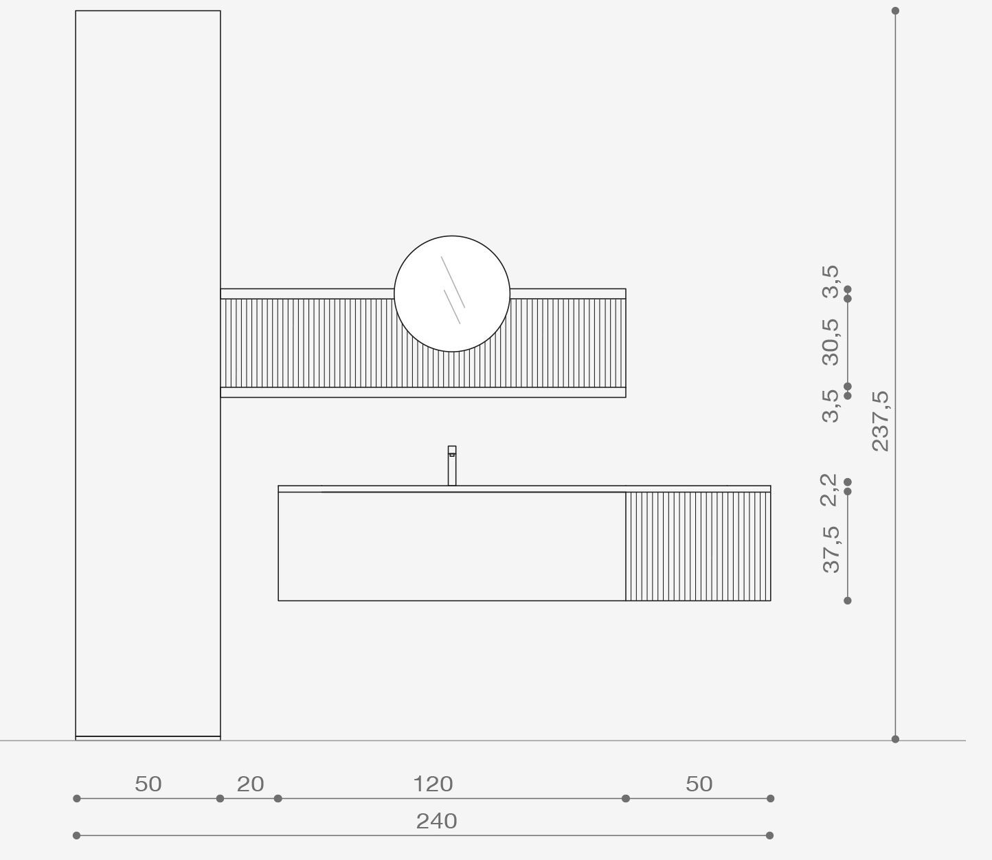 Подвесной умывальник с ящиками ARCOM Pollock текстуры ARCH-00057400 - Вид №2