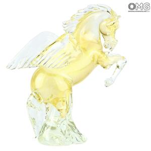 2521 ORIGINALMURANOGLASS Скульптура Пегас крылатый конь - золото - муранское стекло - Original Murano Glass OMG 30 см