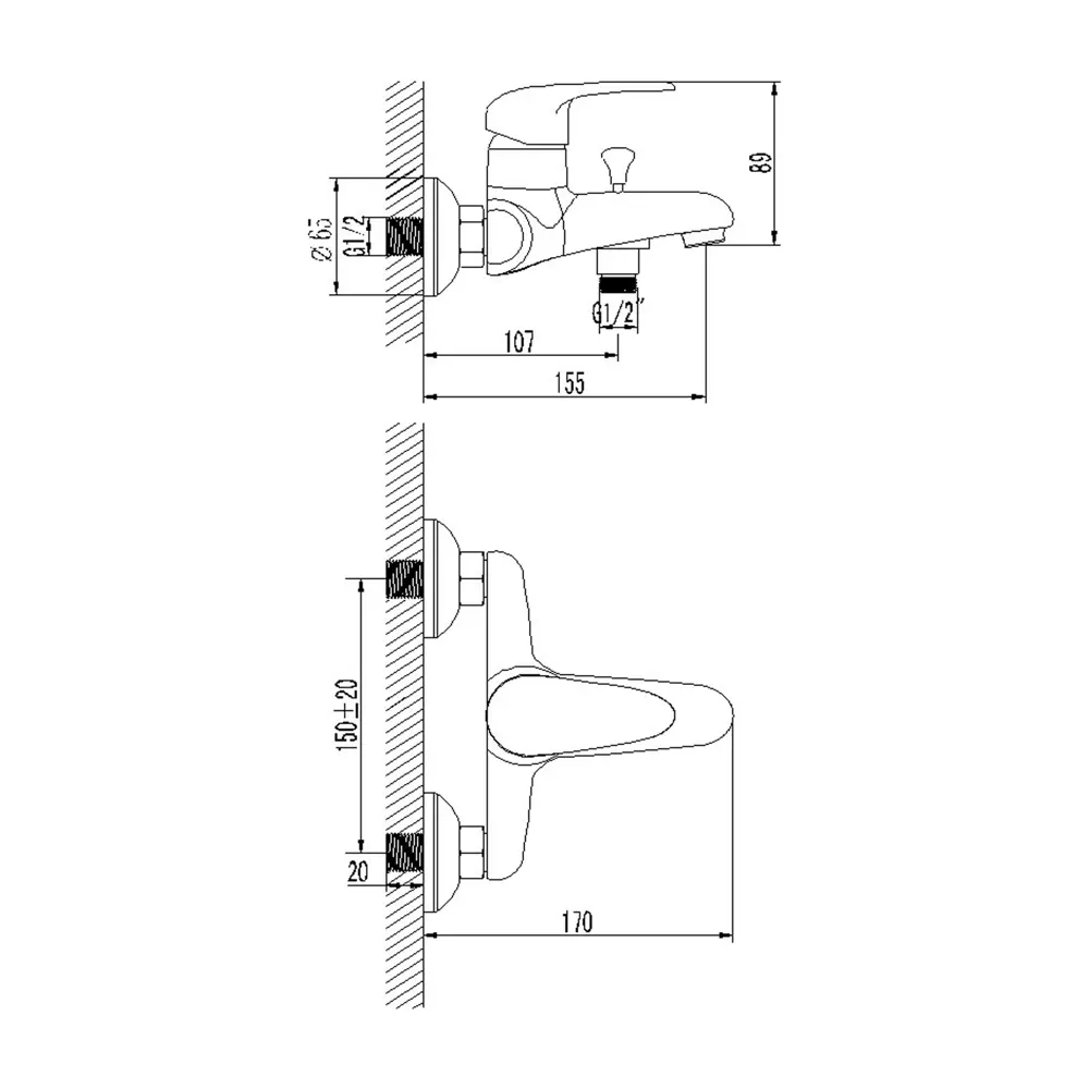 Смеситель для ванны и душа Lemark Pramen LR3302C однорычажный цвет хром STLM-2139793 - Вид №1