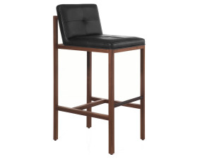 Кожаный мягкий барный стул со спинкой