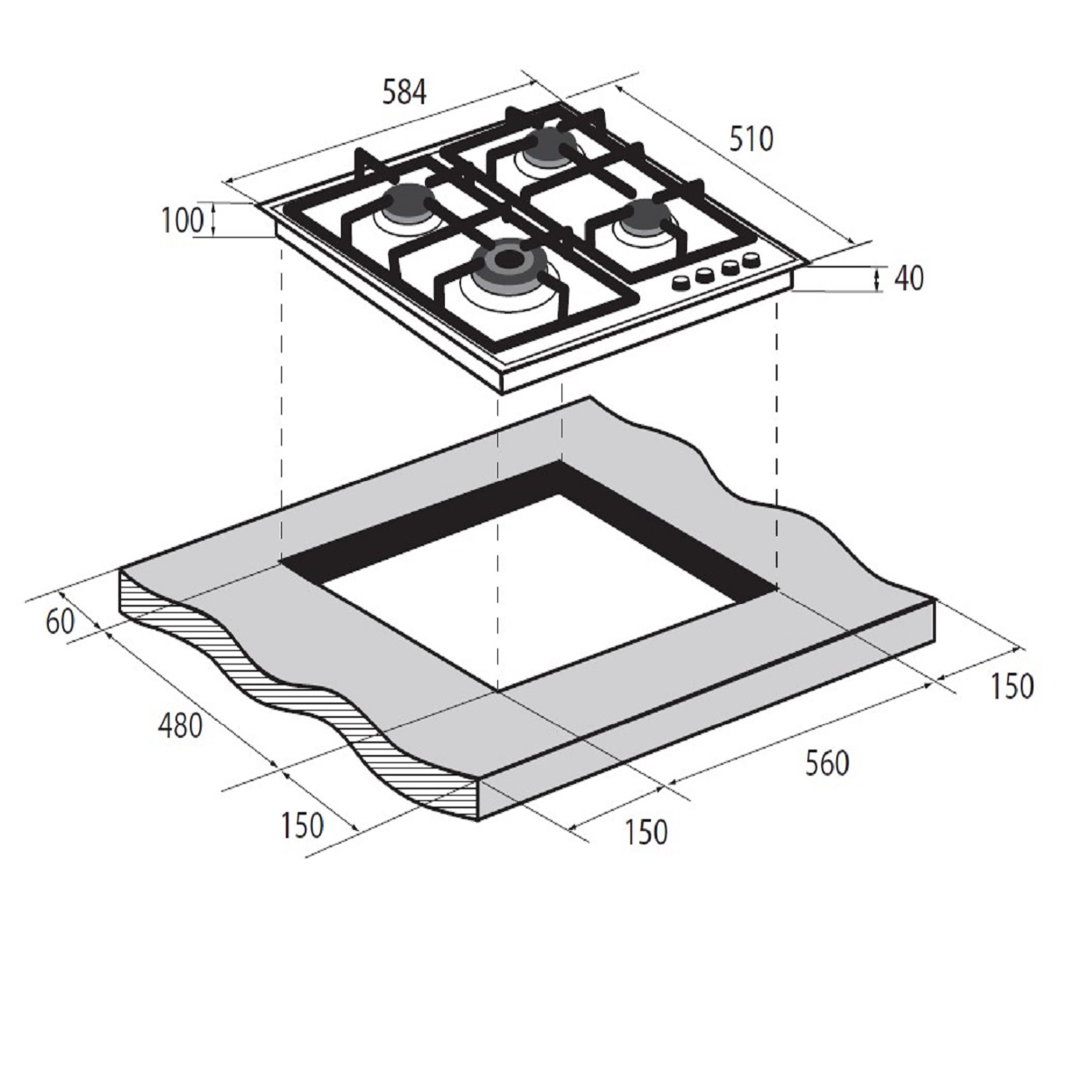 9212305 Газовая варочная поверхность ZUGEL ZGH600X STDN-0065213 - Вид №24