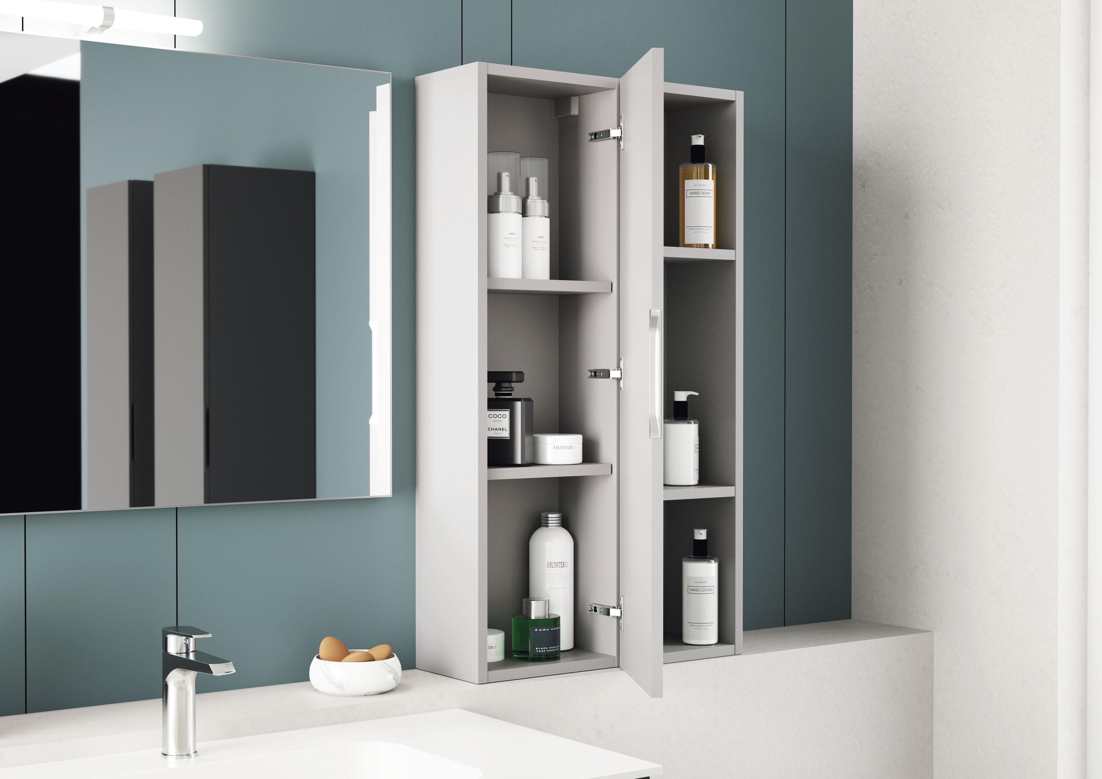 Деревянный шкаф для умывальника с интегрированной раковиной с навесным шкафом Gruppo Geromin Qubo2 ARCH-00075614 - Вид №2