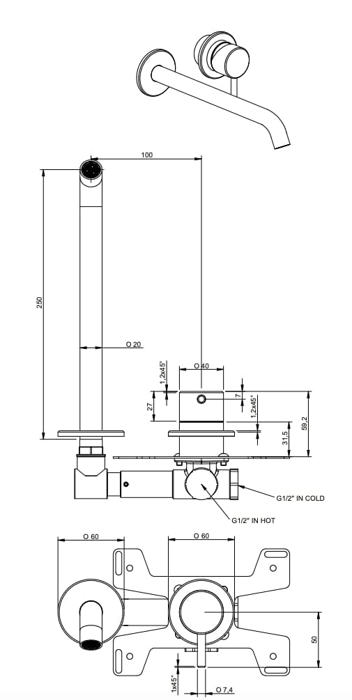 Смеситель для раковины из нержавеющей стали Nic Made ARCH-00029158 - Вид №3