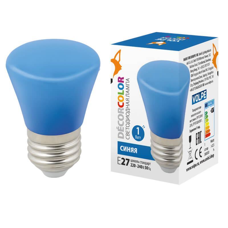 LED-D45-1W/BLUE/E27/FR/С BELL Лампа светодиодная E27 1W синяя UL-00005639 Volpe Bell LED-D45
