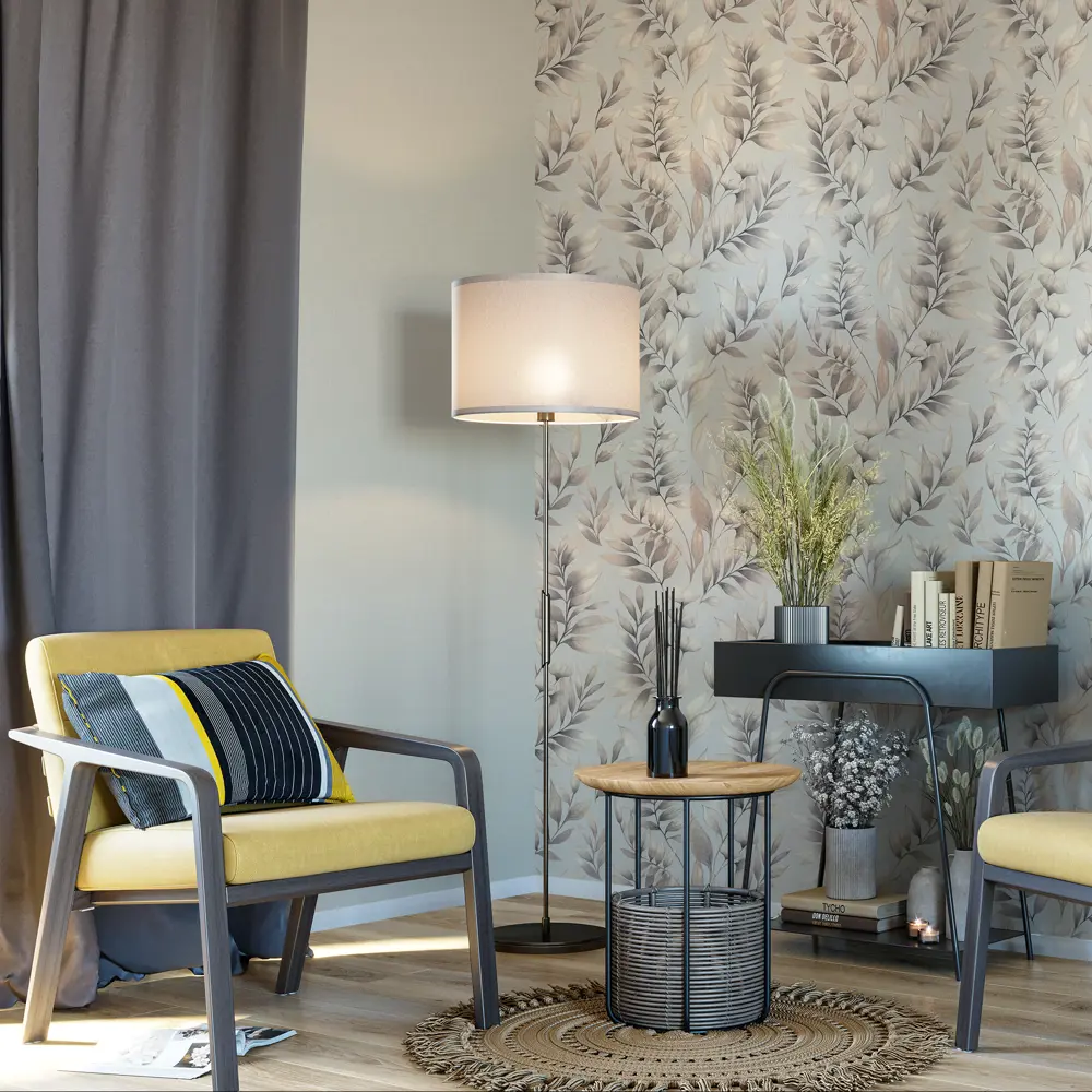 INSPIRE Money Flower - серые флизелиновые обои с цветочным узором 87289648 STLM-0073655 - Вид №3