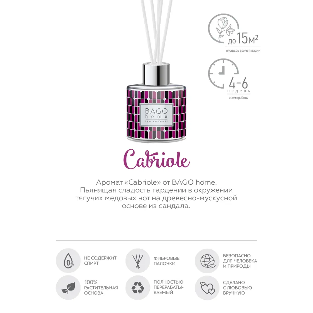 Ароматический диффузор Bago Home Cabriole 45 мл STLM-2053550 - Вид №2