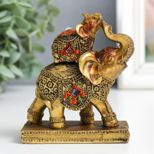 90784265 Фигурка "Слонёнок на слонихе" на подставке бронза 8х4х10 см STLM-0380896 SIMALAND