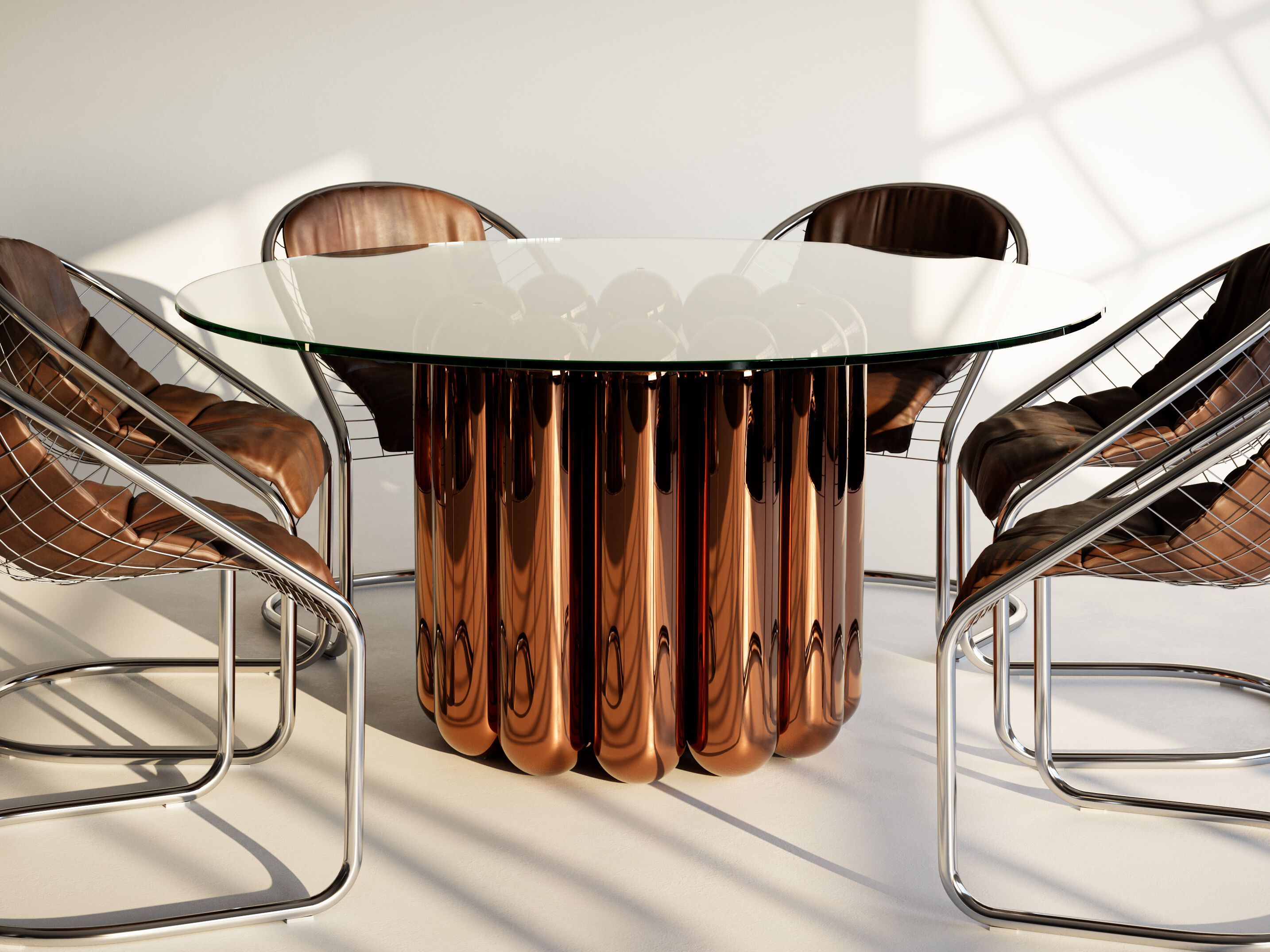 Круглый стол из стали и стекла Cameron Design House ARCH-00125010