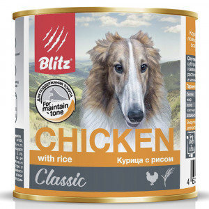 ПР0055600*12 Корм для собак Classic курица, рис банка 750г (упаковка - 12 шт) Blitz