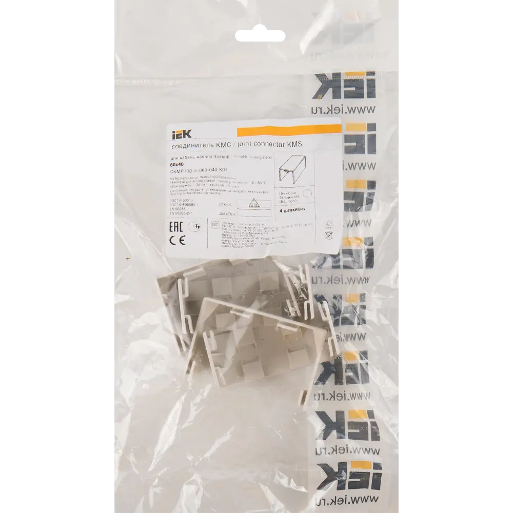 Соединитель для кабель-канала IEK 60×40 мм белый (4 шт) 82377870 STLM-0025845 - Вид №1