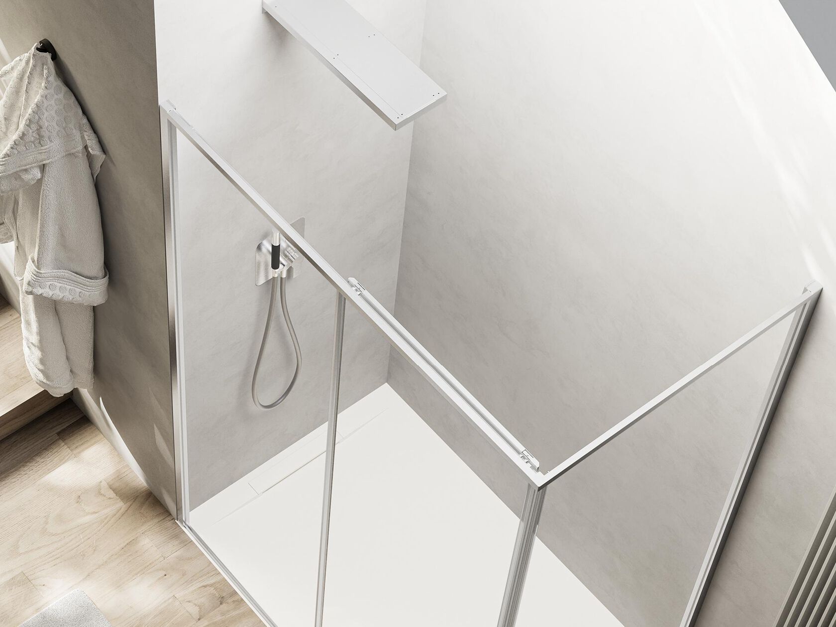 Угловая душевая кабина из закаленного стекла с раздвижной дверью RELAX Calamo ARCH-00005837