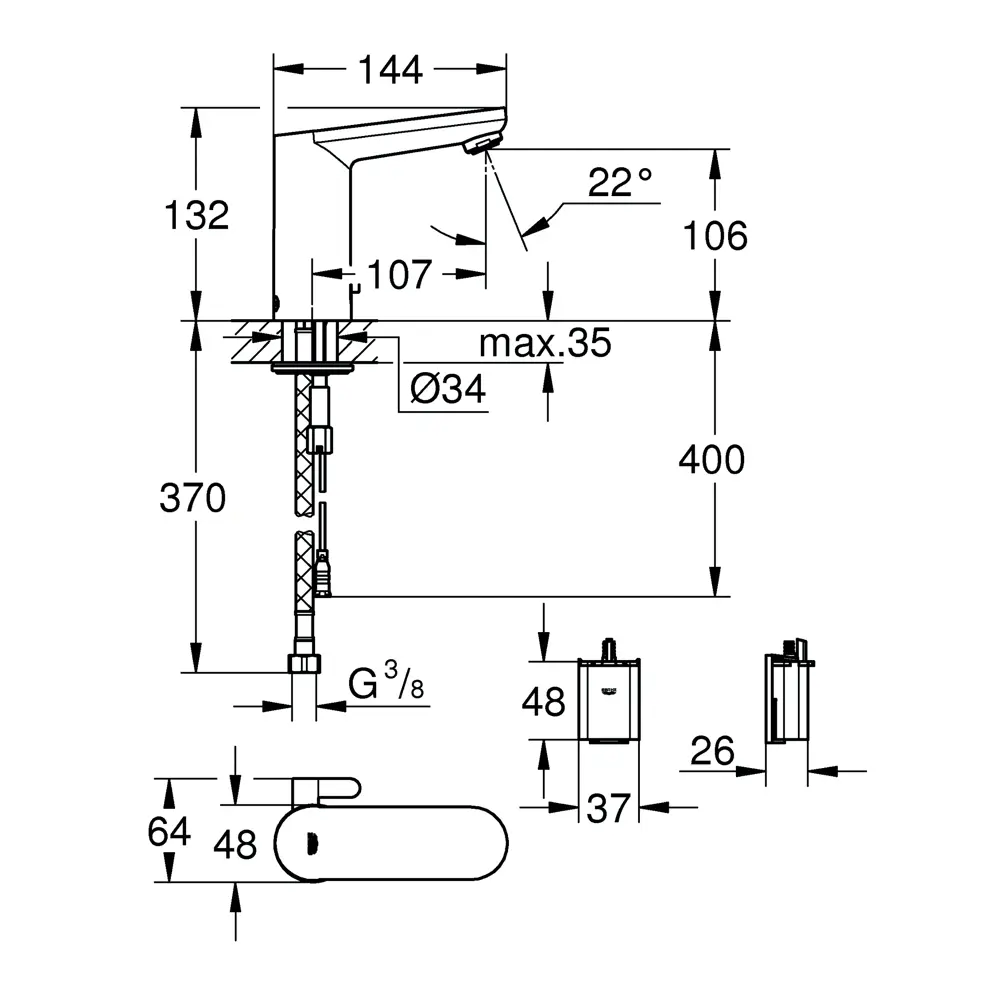 Электроника инфракрасная для раковины Grohe Get со смешиванием STLM-2061525 - Вид №1