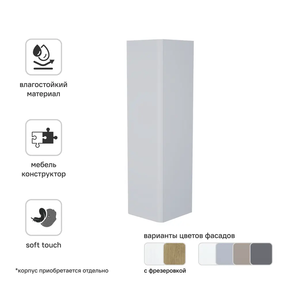 Фасад для пенала подвесного Iddis Lahta 30 см LAH30G0i89 МДФ цвет серый STLM-2020414