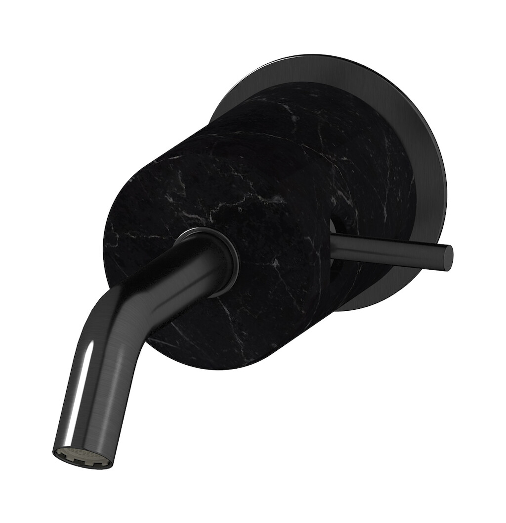 Встроенный в стену смеситель для раковины на 1 отверстие в комплекте с донным клапаном WE ARE IB mr209cs_2 Brushed Black Chrome Marmo