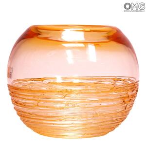 4569 ORIGINALMURANOGLASS Ваза-чаша Филанте Янтарь - муранское стекло OMG 30 см