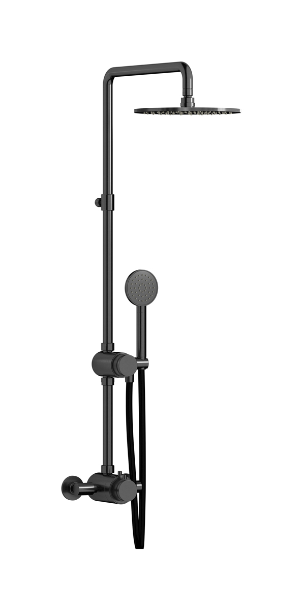 Душевая колонна с термостатом и душевым гарнитуром. WE ARE IB rx800cs Brushed Black Chrome Indoor Shower