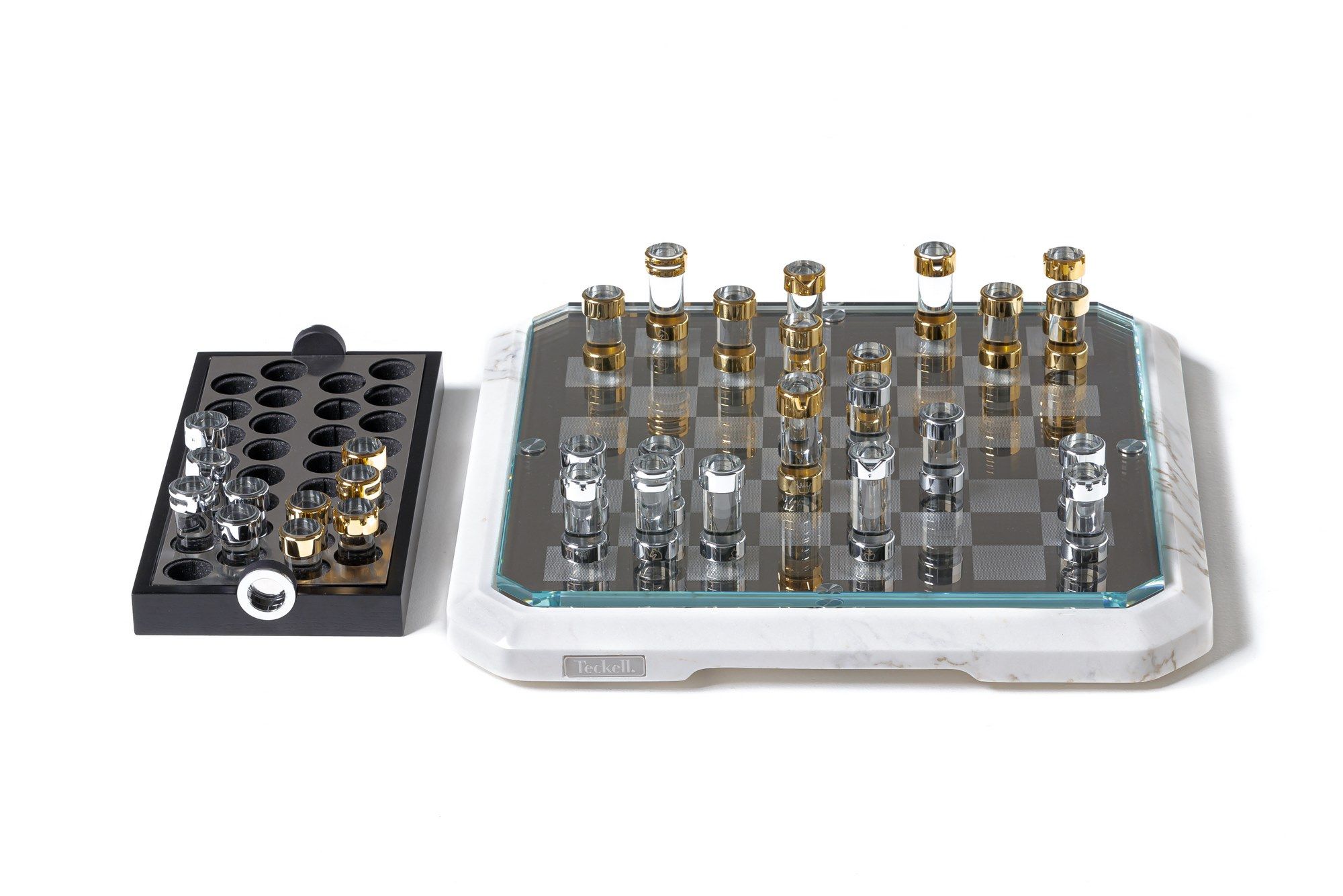 Шахматная доска из мрамора Калакатта и закаленного стекла Teckell STRATEGO ARCH-00054562 - Вид №1