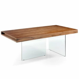 Обеденный стол прямоугольный деревянный с ножками из стекла CP1712-D Nogal от Angel Cerda ANGEL CERDA  00-3865651 Орех;коричневый;прозрачный