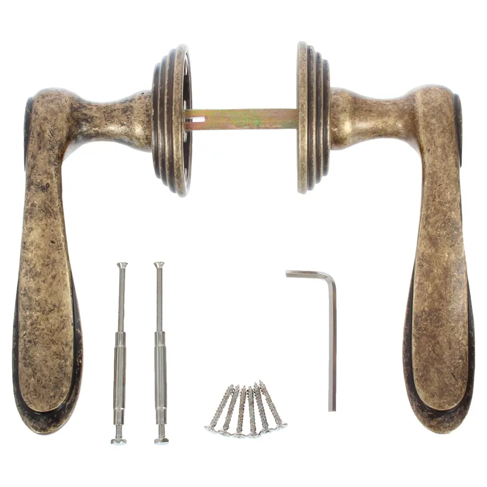 Ручки дверные на розетке EDS-V209, цвет античная бронза EDSON STLM-2006805 - Вид №2