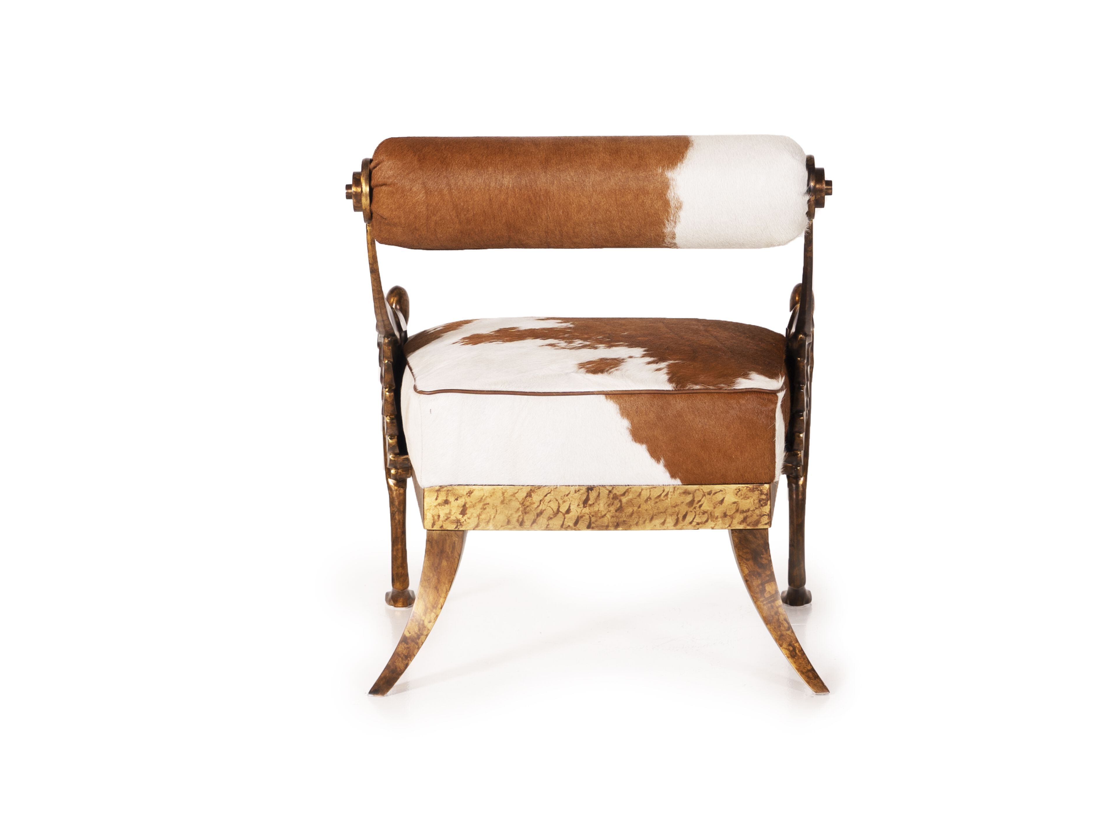 Кресло из кожи пони и гравированной латуни Mantellassi 1926 OVER ARCH-00030543 - Вид №4